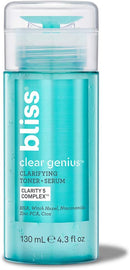 Bliss Clear Genius Clarifying Toner + Serum | Purifies Pores, Tones, Calms & Clears Skin | with Salicylic Acid, Niacinamide & Witch Hazel | Clean | Cruelty Free | Paraben Free | Vegan | 4.3 oz Bliss