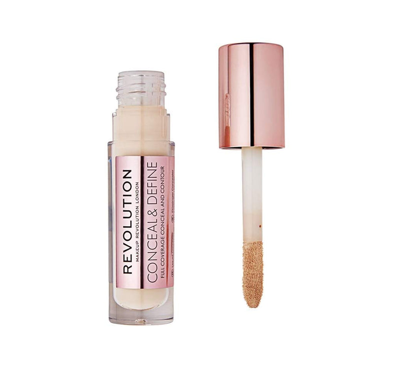 Makeup Revolution Conceal & Define Concealer, Full Coverage Makeup Concealer, Matte Finish & Long Wear, For Fair Skin Tones, Vegan, C3, 4ml Makeup Revolution