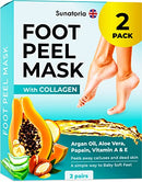 Foot Peel Mask - Dermatologically Tested - 2 Pack (Pairs) Exfoliating Foot Mask - Makes Feet Baby Soft by Peeling away Calluses & Dead Skin Remover by SUNATORIA - Updated Formula (Aloe Vera) SUNATORIA
