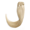 Hairro Clip in Hair Extensions 100% Human Hair Thin White Blonde 18 Inch Long Straight Human Hair Clip on Hairpieces 75g Machine Weft 8pcs 18 Clips for Women