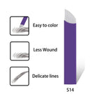 50PCS Finest 0.18mm Microblading 14 Pins S14 Sloped Eyebrow Tattoo Needles Permanent Makeup Manual Microblade Needles Disposable Sterilized (S14) HiTreasure