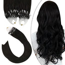 Ugeat Micro Beads Human Hair Extensions 20 Inch Micro Ring Hair Extensions Darkest Brown