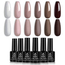 Beetles Gel Nail Polish Set, Coffee Cafe Collection Brown Neutral Beige Mauve Color Perfect for Autumn and Winter Nail Art Manicure Kit Soak Off LED Gel, 7.3ml Each Bottle Christmas Gifts Set beetles Gel Polish