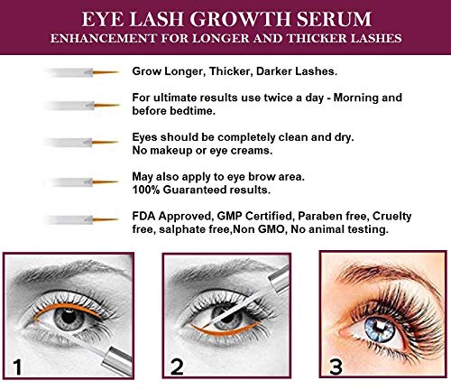 Dermaxgen Eyelash Growth Serum- Pure Organic - Enhancement For Longer, Fuller & Thicker Lashes and Eyebrows 3.5ML / FL OZ. DERMAXGEN