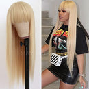 Maycaur Blonde Synthetic Hair Wigs with Full Bangs