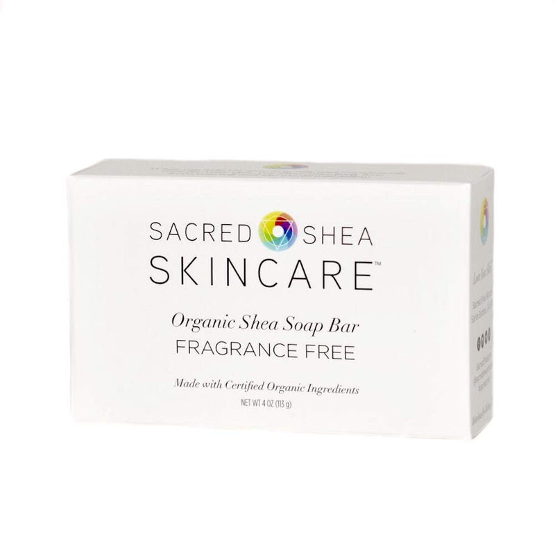 Sacred Shea Skincare Organic Fragrance-Free Shea Beauty Bar, Sensitive Skin Beauty Bar, Acne Treatment, Eczema Soap, Unscented (Fragrance Free), 4 oz Sacred Shea Skincare