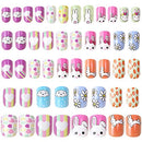 48 Pcs Press on Nails for Kids Fake Nails for Girls False Nails Lovely Children Gift Nail Art Decoration (Girl Theme) JANYUN