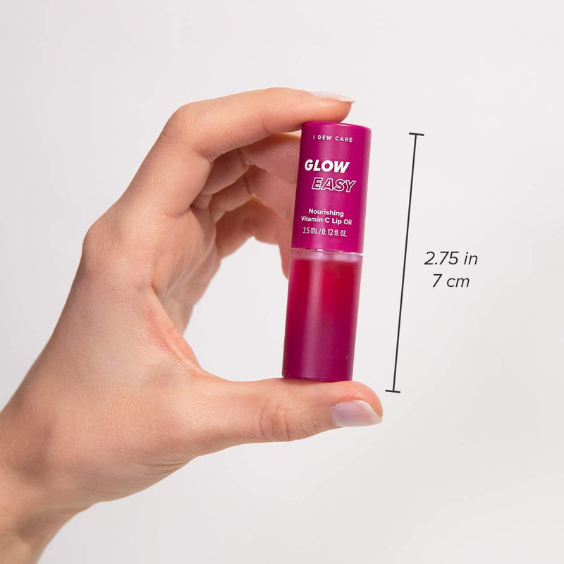 I Dew Care Lip Oil Gloss - Glow Easy | Tinted Moisturizing Jojoba Seed Oil with Vitamin C, 0.12 Fl Oz I DEW CARE