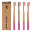 GoWoo 100% Natural Bamboo Toothbrush Soft - Organic Eco Friendly Toothbrushes with Soft Nylon Bristles, BPA-Free, Biodegradable, Dental Care Set (Pack of 4, Adult, Pink) GoWoo