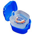 KISEER Denture Bath Case Cup Box Holder Storage Soak Container with Strainer Basket for Travel Cleaning (Blue) KISEER