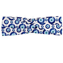 Ambesonne Evil Eye Headband, Symmetrical Pattern All Seeing Eye Superstitious Turkish Ethnic, Elastic and Soft Women's Bandana for Sports and Everyday Use, Blue White Ambesonne