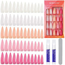 Morovan Coffin Press On Nails Medium Length Neutral Press On Nails Acrylic Press On Nails Short Medium Fake Nails With Glue Short Nails Glue On 240 PCS bulk Acrylic Press On Nails With Nail File Morovan