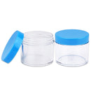 Beauticom 60 Grams/60 ML (2 Oz) Round Clear Leak Proof Plastic Container Jars with Blue Lids for Travel Storage Makeup Cosmetic Lotion Scrubs Creams Oils Salves Ointments (3 Jars) Beauticom