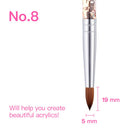 Beetles Acrylic Nail Brush Pure Kolinsky Hair Bristles Acrylic Nails Oval Crimped Shaped Nail Art Brush for Acrylic Powder and Poly Nail Extension Gel Manicure