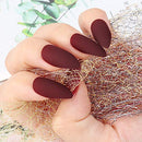 24PCS Matte False Nail Press on Acrylic Fake Nails Pure Color Full Cover Ballerina Professional Nail Art Set with Nail File, Stickers, Wooden Stick (Dark red) Yokilly