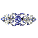Faship Gorgeous Blue Crystal Hearts And Floral Hair Barrette Faship