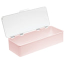 mDesign Long Plastic Cosmetic Storage Organizer Box Containers with Hinged Lid for Bedroom, Bathroom Vanity Shelf or Cabinet, Holds Masks, Palettes, Lotion, or Nail Polish, 2 Pack - Light Pink/Clear mDesign