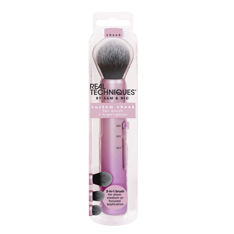 Real Techniques Custom Slide Makeup Brush Cheek Kit For Blush, Bronzer, and Highligher, 3 Settings for Sheer, Medium, or Focused Application Real Techniques