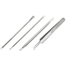 Beaute Galleria 4 Pieces Blackhead Remover Pimple Extractor Popper Bend Curved Tweezers for Acne Comedone Blemish Whitehead Zit Removal Tool Kit with Instructions BEAUTÉ GALLERIA