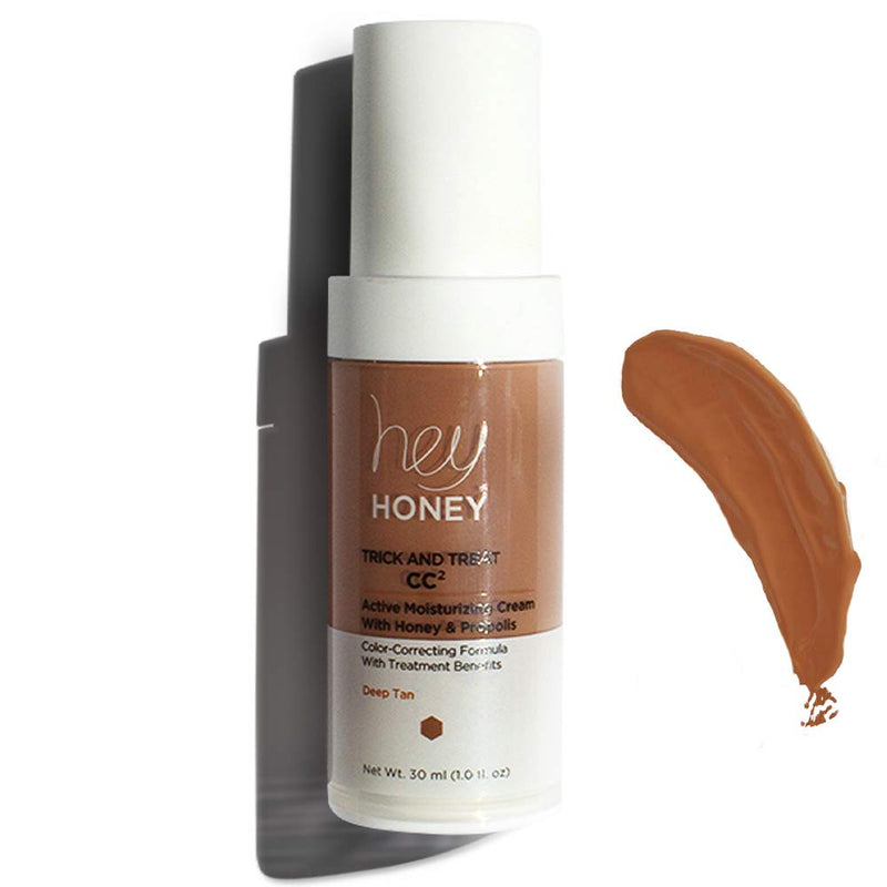 Hey Honey, Trick and Treat CC² Cream Deep Tan,Shortcut step for coverage and a complete active moisturizing benefits with anti-aging skincare.1 oz. Hey Honey