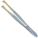 Camila Solingen CS31 3 1/2" Gold Tipped, Surgical Grade, German Stainless Steel Tweezers (Straight) - Flawless Facial Hair and Eyebrow Shaping and Removal for Men/Women CAMILA SOLINGEN