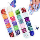 3D Holographic Butterfly Nail Glitter, UVANKAUP 24 Colors Butterfly Glitter Nail Sequins Laser Butterfly Nail Art Glitter Stickers Decals Acrylic for Nail Art Decoration & DIY Crafting UVANKAUP