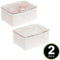 mDesign Plastic Stackable Bathroom Vanity Countertop Storage Cosmetic Organizer Box with Hinged Lid for Makeup, Beauty, Hair, Nail Supplies - 2 Pack - Cream/Clear mDesign Store