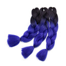 Ombre Jumbo Braiding Hair 24 inch Jumbo Braid Hair Extensions Jumbo Box Braids Crochet Hair Long for Women Kids DIY High Temperature Synthetic Fiber 2 Tones Black+ Dark Blue 3 Bundles Benehair
