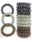 RayBella Hair Ties - 12pcs BPA-free, Hair ties for Women, Coil Hair Ties, Spiral Hair Ties, Strong Non Slip Grip, Hair Ties for Thick Hair, Hair Bands, Ponytail Holders (Leopard) RayBella