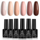 Beetles Gel Polish Kit- 6 Colors Popular Nude Gel Polish Set All Seasons Skin Tones Pink Brown Neutral Gel Nail Polish Kit, Soak Off LED Gel Nail Kit Manicure DIY Home Gift for Girls beetles Gel Polish