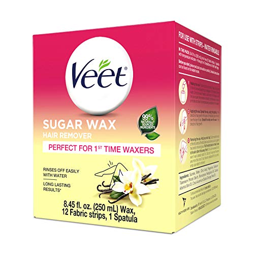 Veet Sugar Wax Hair Remover - Contains 12 Fabric Strips & 1 Spatula with a Temperature Indicator (Pack of 3) Veet