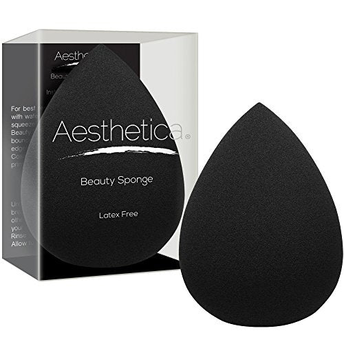 Aesthetica Cosmetics Beauty Sponge Blender - Latex Free and Vegan Makeup Sponge Blender - For Powder, Cream or Liquid Application - One Piece Make Up Sponge Aesthetica Store