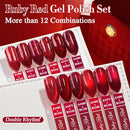 Double Rhythm 6 Pcs 15 ML Gel Polish Set Same Color Same Bottle Soak Off Gel Polish Kit Nail Art Manicure Salon DIY at Home for Women (Jelly Burgundy Red Glitter Silver -T6-56) Infinity Warehouse