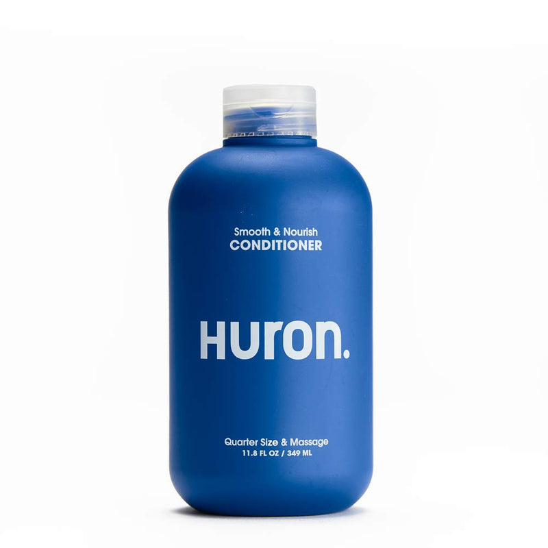 Huron - Men's Smooth & Nourish Conditioner. Lightweight conditioner rehydrates as it moisturizes, smoothes frizz, and restores shine. Fresh, clean scent. Sulfate-free. 100% vegan. 12 oz HURON