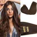 GOO GOO 24 Inch Tape in Hair Extensions Human Hair Chocolate Brown Hair Extensions 20pcs 50g Tape in Hair Extensions Human Hair for Women GOO GOO