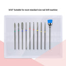 MelodySusie 10Pcs Diamond Nail Drill Bit Set, 3/32'' (2.35mm) Professional Cuticle Nail Drill Bits Kit for Acrylic Gel Nails, Efile Manicure Pedicure Shapen Remove Tools, Home Salon Use(Silver) MelodySusie