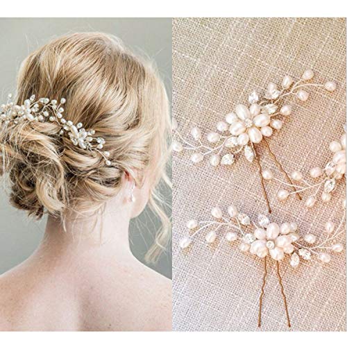 Bridal Hair Pins - Wedding Hair Clips Set Pearl Rhinestones Bride Headpiece Hair Accessories for Women TreatMe