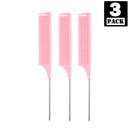 Rat Tail Combs Hair Comb : 3Pcs Teasing Comb for Women,Steel Pin Rat Tail Carbon Fiber Heat Resistant Teasing Combs with Stainless Steel Pintail ，Salon Styling Combs (Pink) NEW TREE