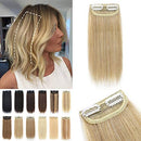 S-noilite Clip in Hairpieces One Piece 2 Clips Natural Blonde Thick Clip in Hair Extensions 8Inch 12g Short Remy Hair For Women with Thinning Hair Add Hair Volume S-noilite