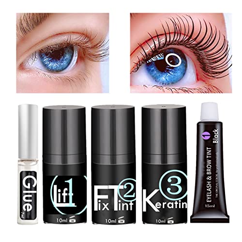 Lash Lift and Tint At Home, 5 Minutes Eyelash lift kit, Eyelash Dye and Lift 2 in 1, Voluminous Lash Lifting and 6 Weeks KERATIN Eyelash Perm Brow Lamination(Lash lift & Black Tint） Libeauty
