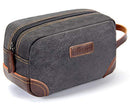 emissary Men's Toiletry Bag Leather and Canvas Travel Toiletry Bag Dopp Kit for Men Shaving Bag for Travel Accessories (Gray) emissary