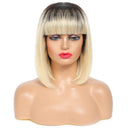SEMMELY 1B 613 Blonde Short Bob 10 inch Short Bob Human Hair Wigs with Bangs Human Hair Straight Bob Wigs 150% Density Glueless Machine Made Wigs Human Hair Wigs for Women SEMMELY