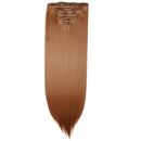 Clip In On Hair Extension 8pcs 18Clips 23" Straight Light Auburn Synthetic Heat Resistant Hairpieces Full Head Curly Straight For Women Girls(23" Straight, Light Auburn) S-noilite