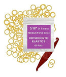 3/16 Inch Orthodontic Elastic Rubber Bands, 100 Pack, Natural, Medium 3.5 Ounce Small Rubberbands Dreadlocks Hair Braids Fix Tooth Gap, Free Elastic Placer for Braces Prairie Horse Supply
