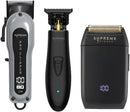 Supreme Trimmer 3-in-1 Barber Bundle | Pro Clipper Lite, DLC T-Shaper Trimmer & Crunch Foil Shaver | Professional Beard Trimmer Men’s Hair Clipper Kit | Black Lite Bundle Infinity Warehouse