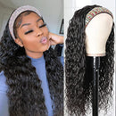 UNice Hair Headband Scarf Human Hair Wig Water Wave Human Hair Glueless Wig No plucking wigs for women Brazilian Virgin Hair Non Lace Front Wig 150% Density 14inch UNICE Store