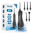 Water Dental Flosser Cordless for Teeth - Nicwell 4 Modes Dental Oral Irrigator, Portable and Rechargeable IPX7 Waterproof Powerful Battery Life Water Teeth Cleaner Picks for Home Travel (Black) Nicwell