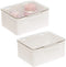 mDesign Plastic Stackable Bathroom Vanity Countertop Storage Cosmetic Organizer Box with Hinged Lid for Makeup, Beauty, Hair, Nail Supplies - 2 Pack - Cream/Clear mDesign Store
