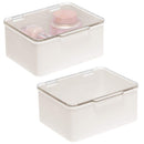 mDesign Plastic Cosmetic Storage Organizer Box Containers with Hinged Lid for Bedroom, Bathroom Vanity Shelf or Cabinet, Holds Masks, Palettes, Lotion, Astringents, or Nail Polish, 2 Pack, Cream/Clear mDesign