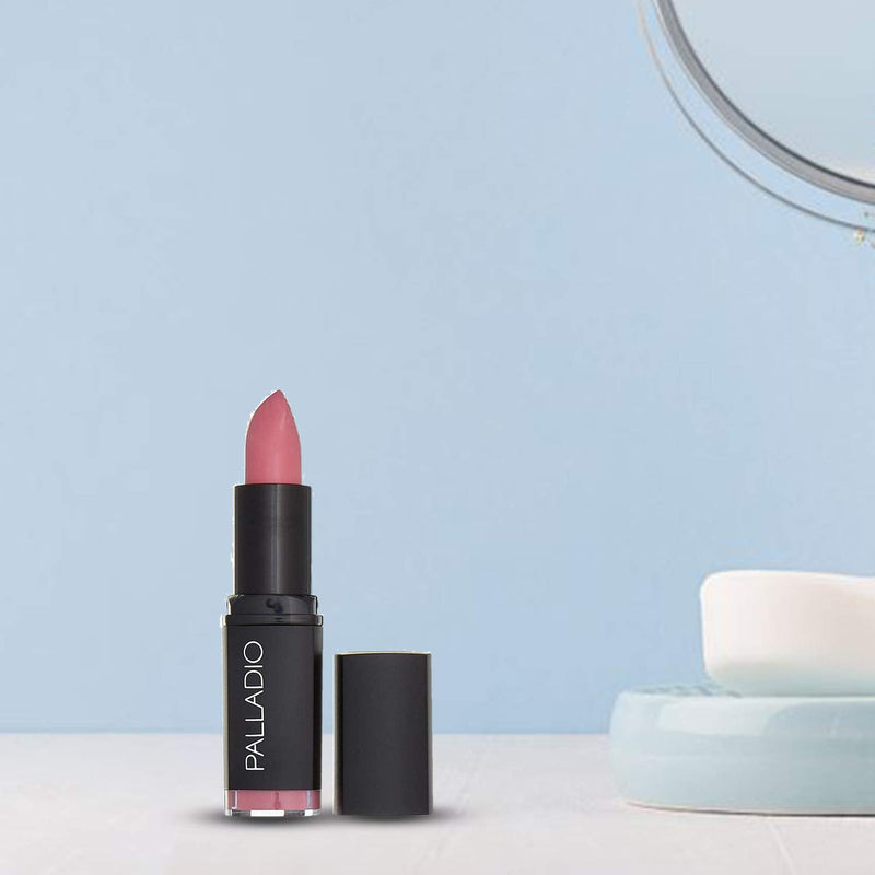 Palladio Herbal Matte Lipstick, Bella Pink, Creamy and Full Coverage Long Lasting Matte Lipstick Palladio